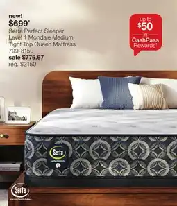 JC Penney Serta Perfect Sleeper Level 1 Mondale Medium Tight Top Queen Mattress offer