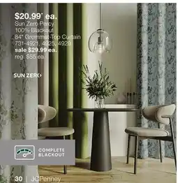 JC Penney Sun zero Percy 100% Blackout 84 Grommet-Top Curtain offer