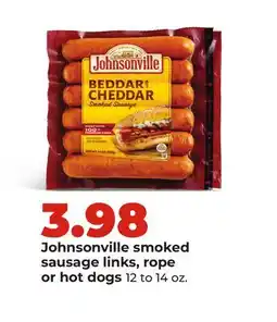 Hy-Vee Johnsonville smoked sausage links, rope or hot dogs offer