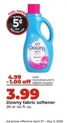 Hy-Vee Downy fabric softener offer