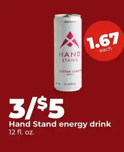 Hy-Vee Hand Stand energy drink offer