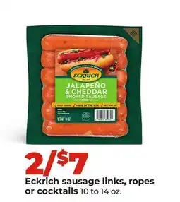 Hy-Vee Eckrich sausage links, ropes or cocktails offer