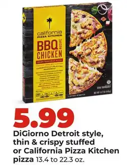 Hy-Vee DiGiorno Detroit style, thin & crispy stuffed or California Pizza Kitchen pizza offer