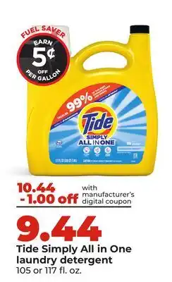 Hy-Vee Tide Simply All in One laundry detergent offer