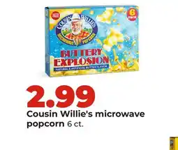 Hy-Vee Cousin Willie's microwave popcorn offer