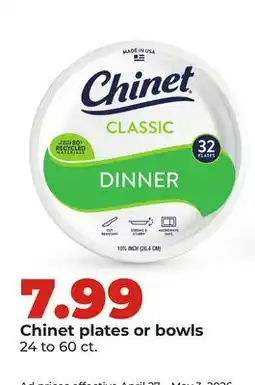 Hy-Vee Chinet plates or bowls offer