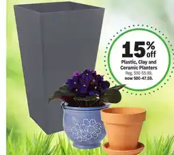 Meijer Plastic, Clay and Ceramic Planters offer