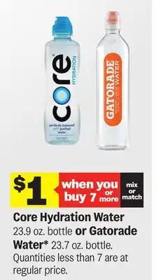 Meijer Core Hydration Water 23.9 oz. bottle or Gatorade Water* 23.7 oz. bottle offer
