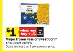 Meijer Meijer Frozen Peas or Sweet Corn offer