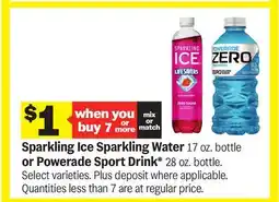 Meijer Sparkling Ice Sparkling Water 17 oz. bottle or Powerade Sport Drink* 28 oz. bottle offer