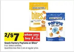 Meijer Snack Factory Pop'ums or Bites offer