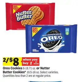 Meijer Oreo Cookies 8-18.71 oz. or Nutter Butter Cookies 10.5-16 oz offer