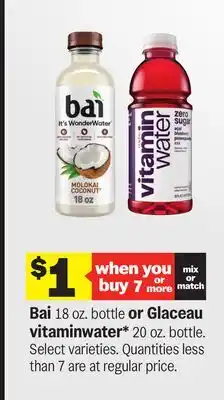 Meijer Bai 18 oz. bottle or Glaceau vitaminwater* 20 oz. bottle offer