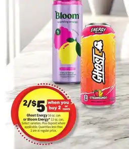 Meijer Ghost Energy 16 oz. can or Bloom Energ* 12 oz. can offer