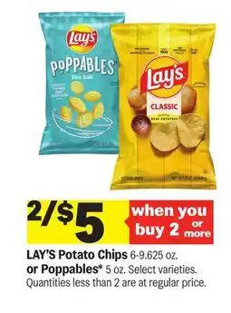 Meijer LAY'S Potato Chips 6-9.625 oz. or Poppables 5 oz offer