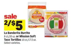 Meijer La Banderita Burrito 8 ct./20 oz. or Mission Soft Taco Tortillas 10 ct./17.5 oz offer