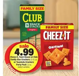 Meijer Cheez-It, Town House or Club Family Size Crackers 12-21 oz. or Toasteds Crackers Party Pack 12 oz offer