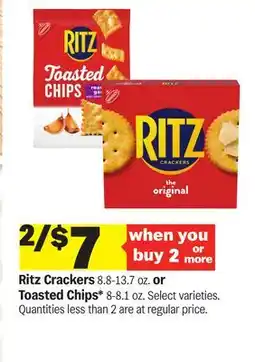 Meijer Ritz Crackers 8.8-13.7 oz. or Toasted Chips offer