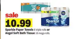 Meijer Sparkle Paper Towels 6 triple rolls or Angel Soft Bath Tissue 16 mega rolls offer