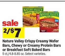 Meijer Nature Valley Crispy Creamy Wafer Bars, Chewy or Creamy Protein Bars or Breakfast Soft Baked Bars offer