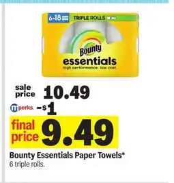 Meijer Bounty Essentials Paper Towels offer