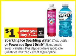 Meijer Sparkling Ice Sparkling Water or Powerade Sport Drink offer