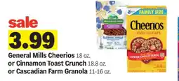 Meijer General Mills Cheerios or Cinnamon Toast Crunch or Cascadian Farm Granola offer