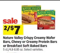 Meijer Nature Valley Crispy Creamy Wafer Bars, Chewy or Creamy Protein Bars or Breakfast Soft Baked Bars offer