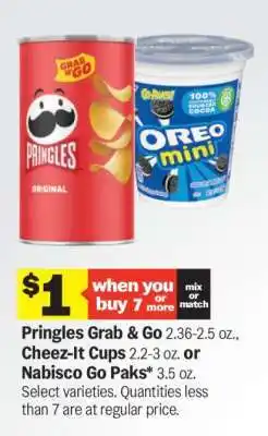 Meijer Pringles Grab & Go, Cheez-It Cups, Nabisco Go Paks offer