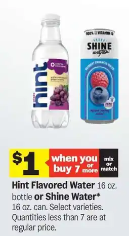 Meijer Hint Flavored Water or Shine Water offer