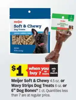 Meijer Meijer Soft & Chewy or Wavy Strips Dog Treats or 6” Dog Bones offer