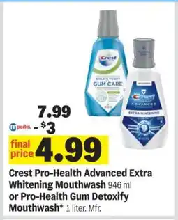 Meijer Crest Pro-Health Advanced Extra Whitening Mouthwash or Pro-Health Gum Detoxify Mouthwash offer