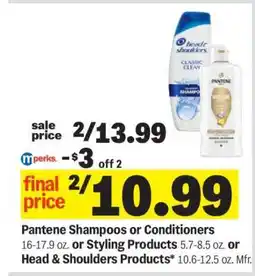 Meijer Pantene Shampoos or Conditioners or Styling Products or Head & Shoulders Products offer