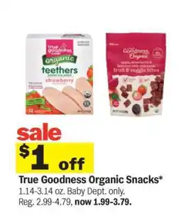Meijer True Goodness Organic Snacks offer