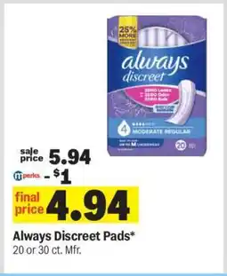 Meijer Always Discreet Pads offer