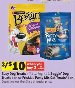Meijer Beggin’ Dog Treats or Friskies Party Mix Cat Treats offer