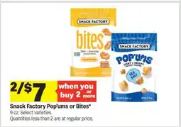 Meijer Snack Factory Pop' ums or Bites offer