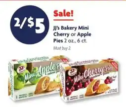 Family Dollar JJ's Bakery Mini Cherry or Apple Pies offer