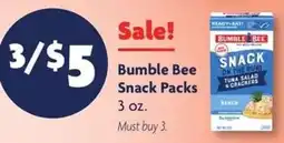 Family Dollar Bumble Bee Snack Packs offer
