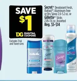 Dollar General Secret or Gillette deodorant offer