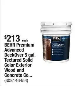 The Home Depot BEHR Premium Advanced DeckOver 5 gal. Textured Solid Color Exterior Wood and Concrete Coating offer