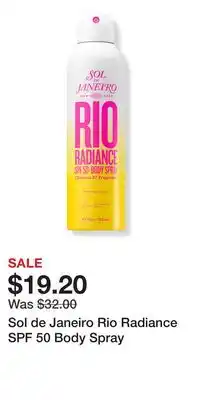 Ulta Beauty Sol de Janeiro Rio Radiance SPF 50 Body Spray offer