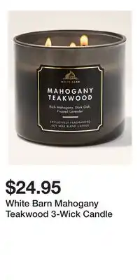 Bath & Body Works White Barn Mahogany Teakwood 3-Wick Candle offer