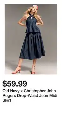 Old Navy Old Navy x Christopher John Rogers Drop-Waist Jean Midi Skirt offer