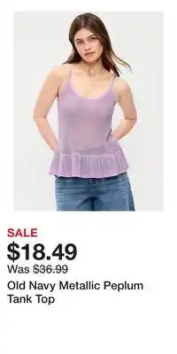 Old Navy Old Navy Metallic Peplum Tank Top offer