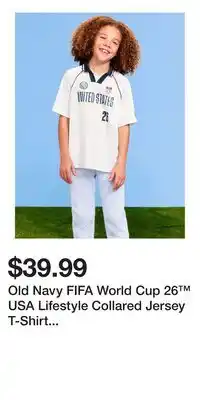 Old Navy Old Navy FIFA World Cup 26 USA Lifestyle Collared Jersey T-Shirt for Kids offer