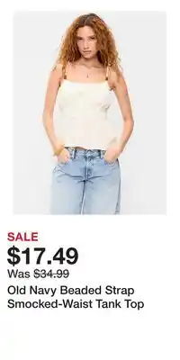 Old Navy Old Navy Beaded Strap Smocked-Waist Tank Top offer