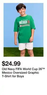 Old Navy Old Navy FIFA World Cup 26 Mexico Oversized Graphic T-Shirt for Boys offer