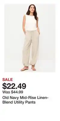 Old Navy Old Navy Mid-Rise Linen-Blend Utility Pants offer