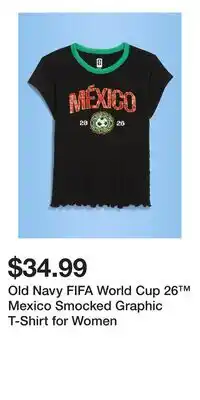 Old Navy Old Navy FIFA World Cup 26 Mexico Smocked Graphic T-Shirt for Women offer